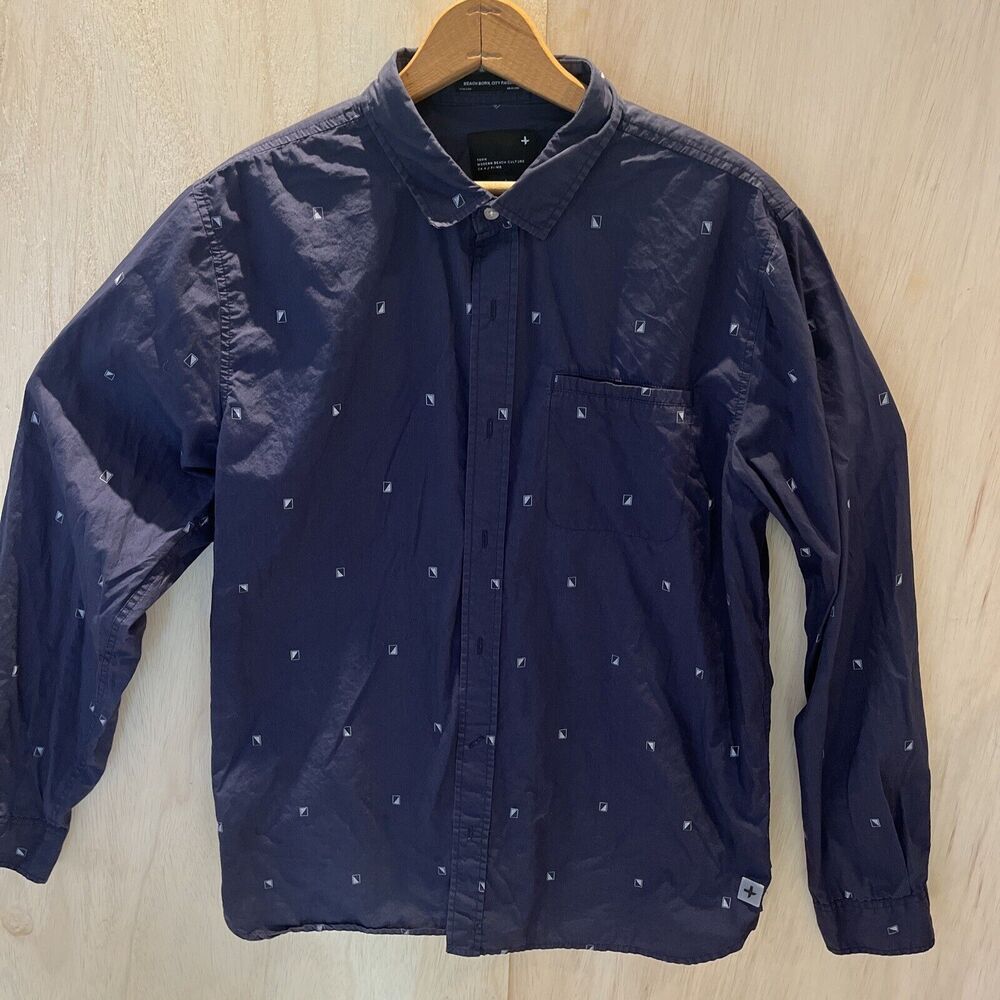 Tavik mens modern beach Culture blue button up shirt Top button down Size Large